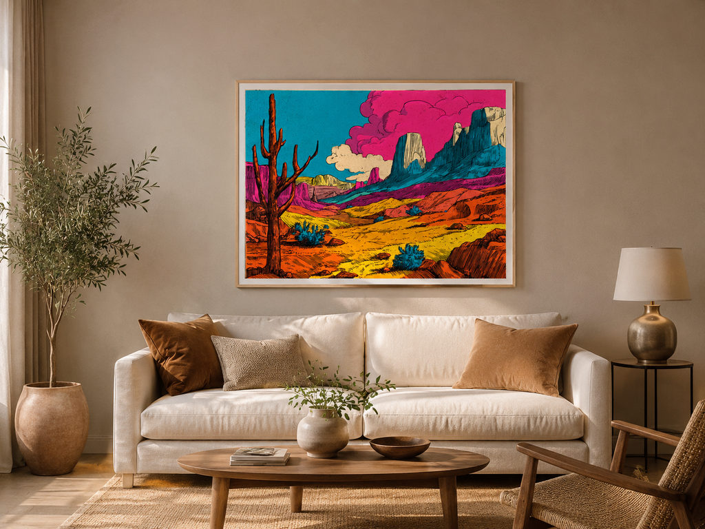 Wandamark hero mockup - Canyon Ledger III Framed Print