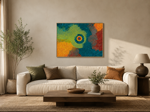 Wandamark hero mockup - Resonance Wheel Framed Print