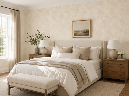 Warm Ivory Beige Limewash room mockup 2