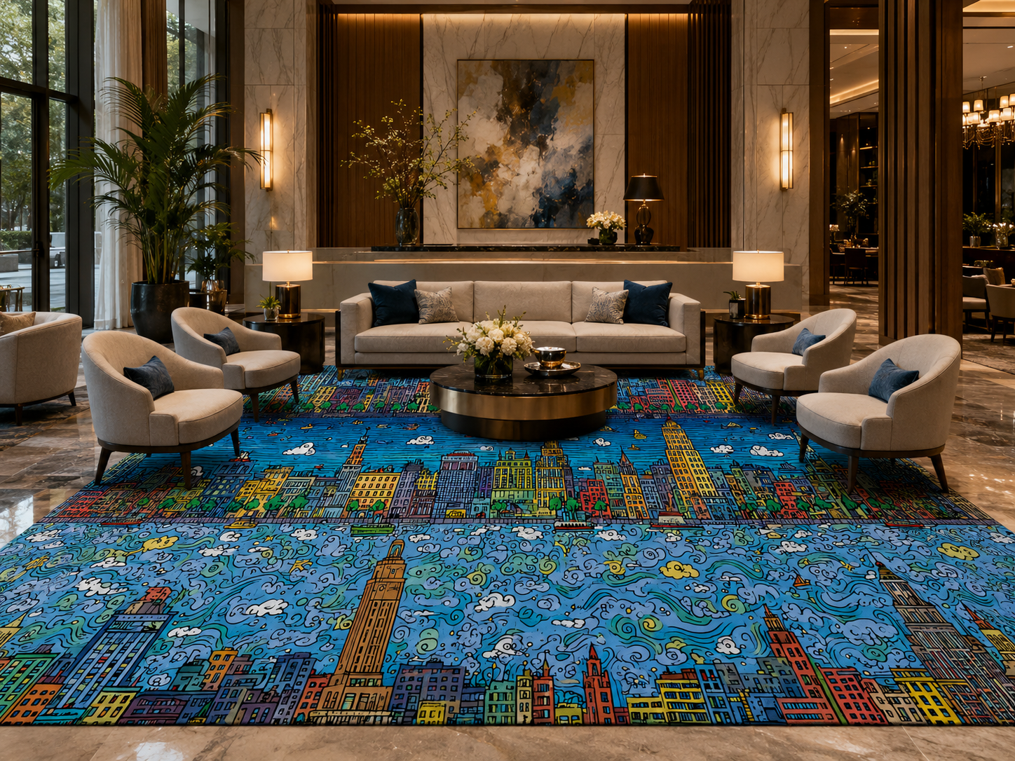 Hotel Lobby Art, Murals, Rugs & Hospitality Decor